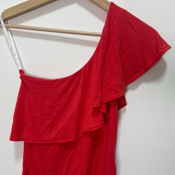 Babaton Bodysuit One Shoulder with Ruffle sz S - Picture 5 of 13